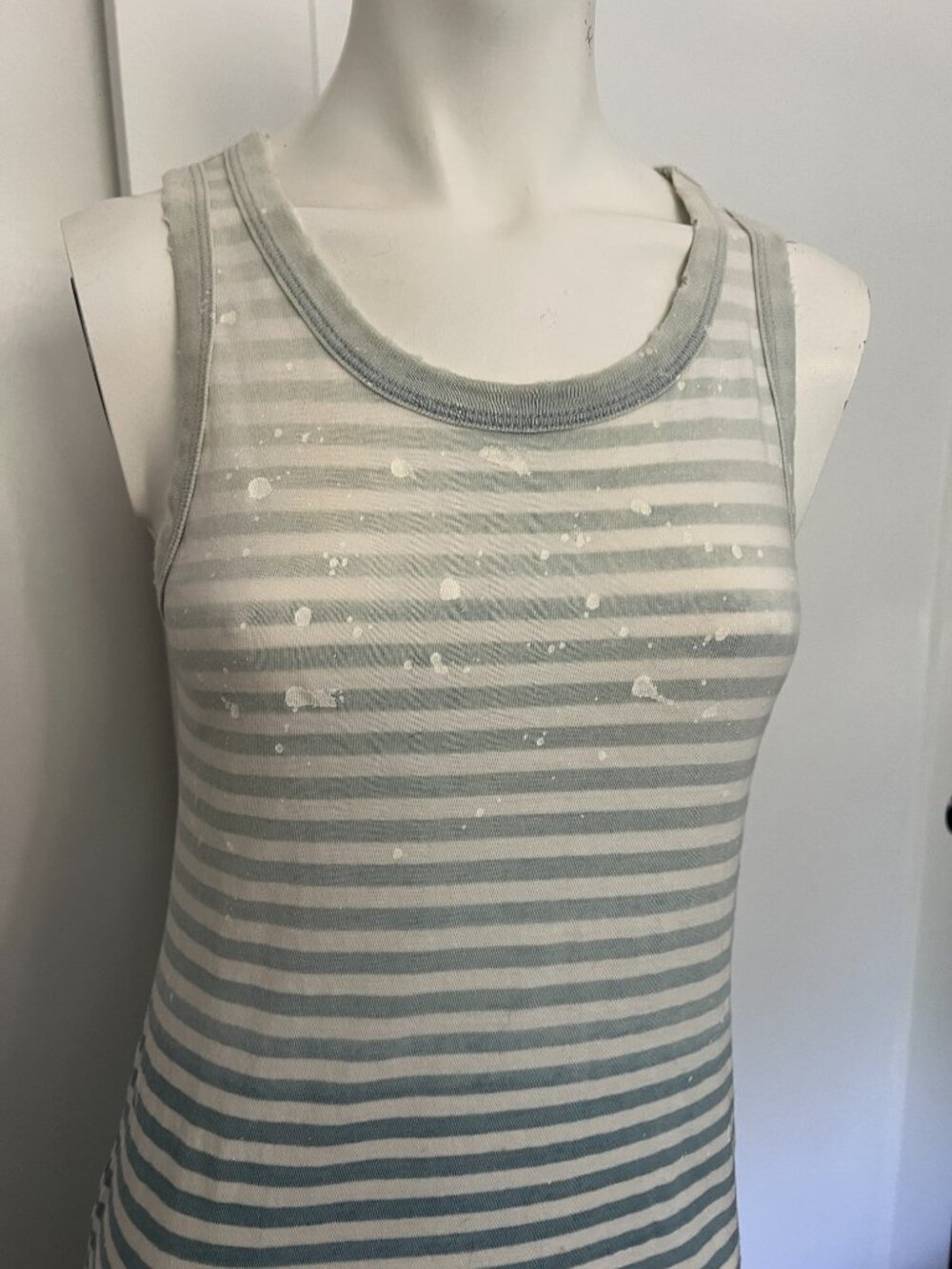 AG Adriano Goldschmied Ombré Striped Distressed Paint Splatter Maxi Dress - Picture 3 of 13